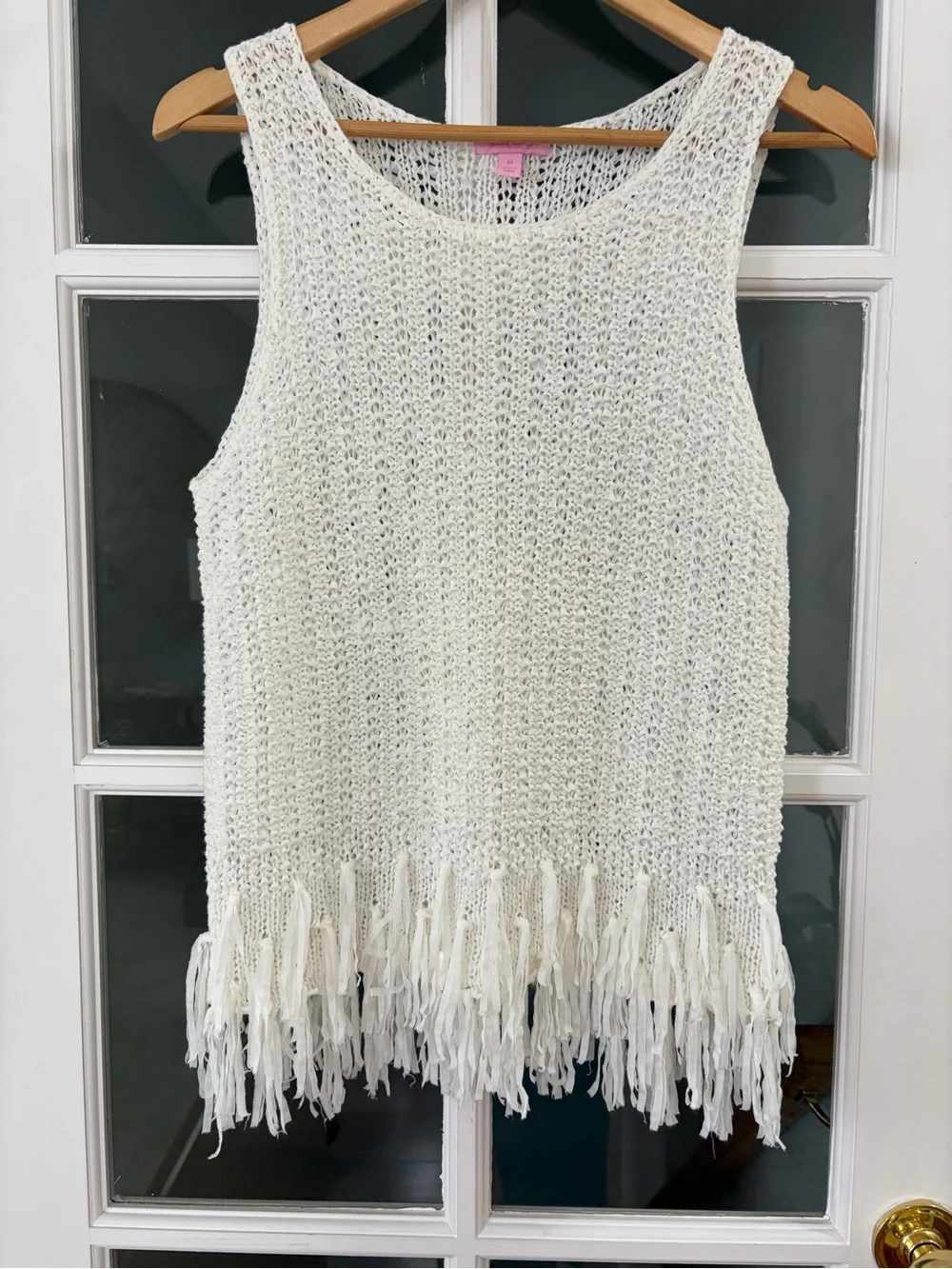 Lilly Pulitzer Luca Sleeveless Fringe Hem Sweater - Size M - Resort White - Picture 3 of 7